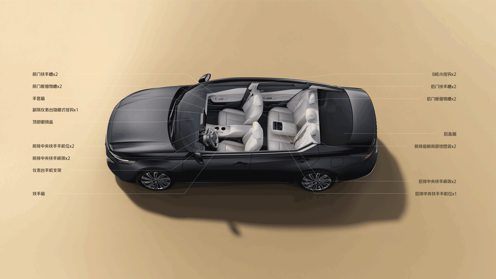 全车25处贴心收纳空间